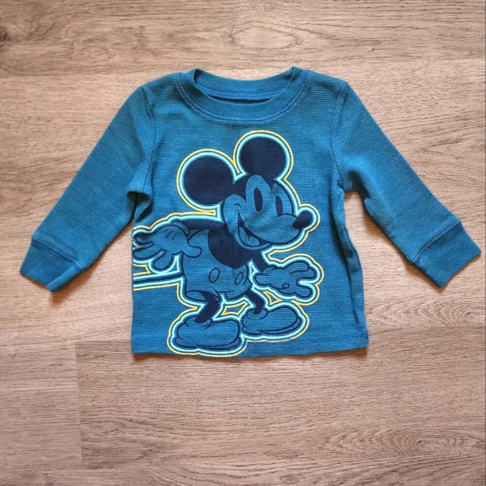 Jumping Beans Disney Boy's Micky Mouse Long Sleeve Waffle Crewneck Tee Size 12M